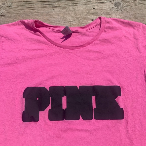 💜 Gildan PINK DIY Victoria's Secret Pink Logo T-Shirt - Hot Pink - Size XL - Picture 2 of 8